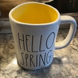 Hello Spring White and Yellow Mug
